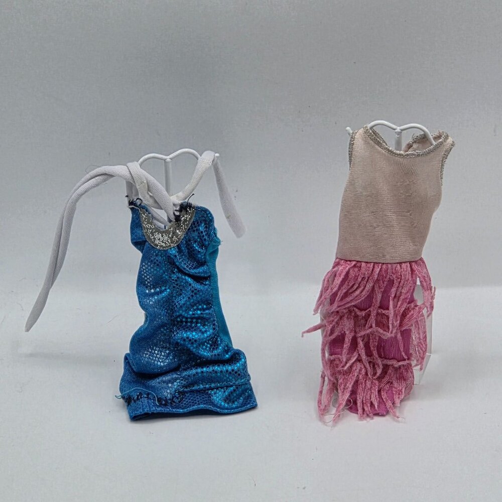 Barbie Doll Party Fashion Dresses Set  Blue Sequin & Pink Fringe Styles
